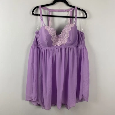 Torrid Lace Babydoll Underwired Bra Top Dress Size 3X Purple Sheer - Image 1 of 4