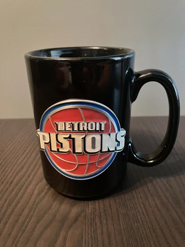 Vintage Detroit Pistons Basketball Retro Logo Coffee Mug Black Red Blue Cover
