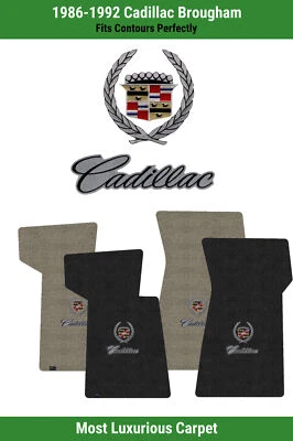 Alfombrillas delanteras Lloyd Luxe para '86-92 Brougham con escudo Cadillac 2 plateadas/negras sobre gris Foto 1 de 4