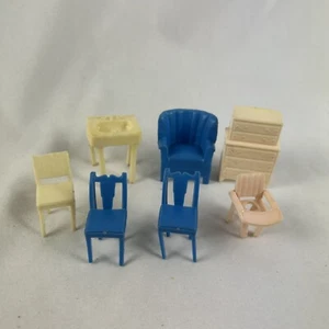 Miniature Dollhouse Furniture 1/4 1:24 Scale Plastic Chairs Dresser Sink - Picture 1 of 13