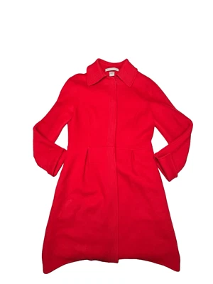 Abrigo de lana rojo de colección Ellen Tracy chaqueta oscilante frente a presión longitud completa | Talla Foto 1 de 4