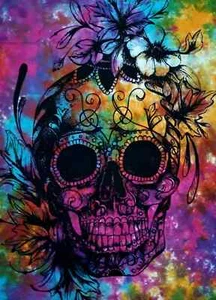 Multi Skull Tapestry Wall Hanging Decor Hippie Bohemian Mandala New Indian Decor - Picture 1 of 2