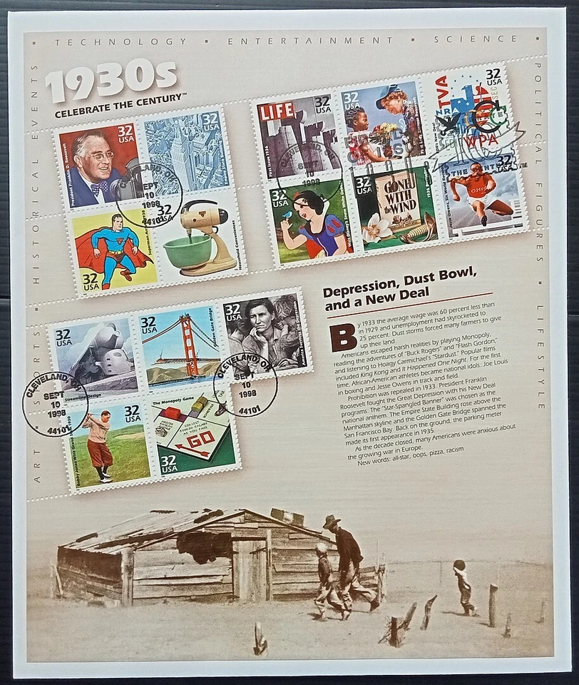 (AOP) US celebrate the century 1930s sheet on FDC - Image 1 of 1