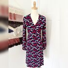 Boden Elodie Printed Jersey Wrap Dress Navy Blue Size 6 NWT
