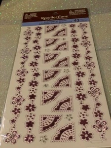 RECOLLECTIONS STICKERS 3D EMBOSSED FOIL STICKERS PINK FLORAL BORDERS 43 PCS - Picture 1 of 5