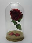 BEAUTY & THE BEAST INSPIRED GLITTER  RED ROSE IN GLASS DOME WITH GLITTERED BASE