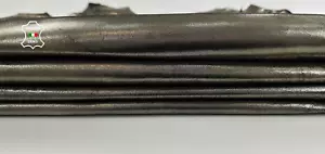 METALLIC PEWTER ANTIQUED SHIMMER soft Lambskin leather 2 skins 8sqf 0.8mm #C3527 - Picture 1 of 7