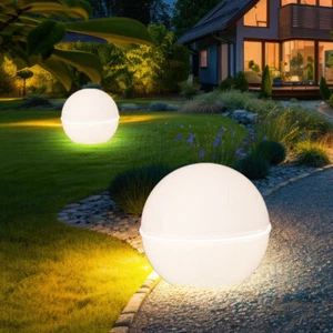 Gartenlampe Steckleuchte Außenlampe Kugelleuchte weiß Terrassenlampe H 71 cm 2x - Bild 1 von 12