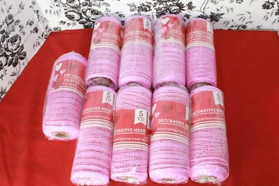 Deco Malla San Valentín Rosa Claro con Tira Roja 6 in x 5 yardas Lote de 9 Foto 1 de 2
