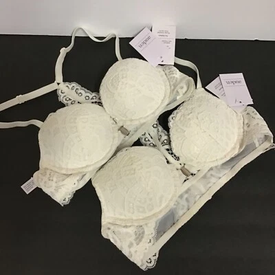 2 Auden / Radiant Plunge Racerback Push-Up Bra / Front Close / White Lace / 32AA - Image 1 of 4