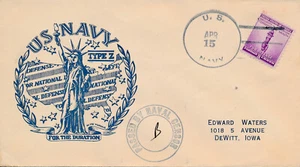 MARINEBRIEF MILITARY EVENT FDC -1941 U.S. NAVY CANCEL APR 15 TYPE Z CACHE CENSOR - Bild 1 von 2