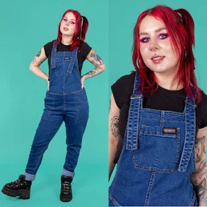 RUN AND FLY Blue Stretch Denim Dungarees 4XS-4XL Unisex Overalls Mid - Picture 1 of 8