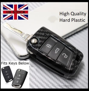 Kohlefaser Schlüssel Abdeckung Für Skoda Octavia Fabia Kodiaq Karoq Case Auto - Bild 1 von 5