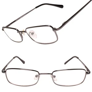 Classic Gunmetal Metal Frame Rectangle 1.75 Reading Reader Glasses - Picture 1 of 4
