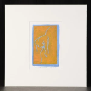 "Nu Bleu Orange" Eva Claessens 1998 Mischtechnik Gouache Singular Art C1_17 - Bild 1 von 2