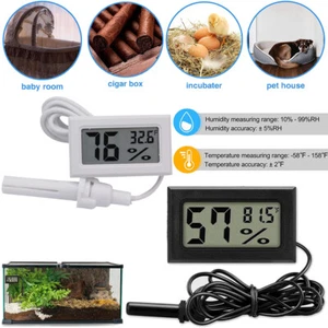 1-10Pcs LCD Digital Thermometer Hygrometer Aquarium Humidity Meter w/ Probe US - Picture 1 of 33