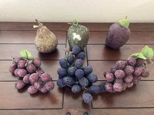 Lot Of Vintage Beaded Faux Fruit Grapes Apple Pear Large - Picture 1 of 5