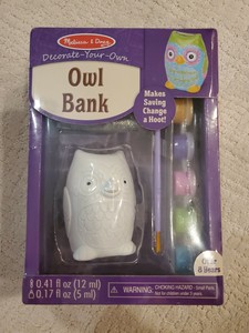 Melissa & Doug - Decorate Your Own Owl Bank - New Sealed 