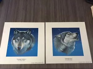 Wolf Prints by Cynthie Fisher "Moonlight Song & Vigilance" Auction Finds 702 - Picture 1 of 4