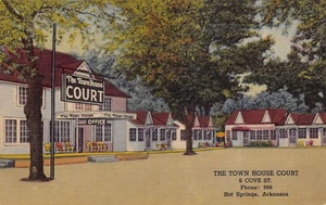 Town House Court Motel Hot Springs Arkansas 1953 Leinen Postkarte - Bild 1 von 2