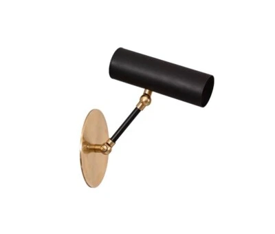 Wall Sconce Mid Century Antique Brass 1 Light Spot Cylinder Shade Handmade Light - Image 1 of 4