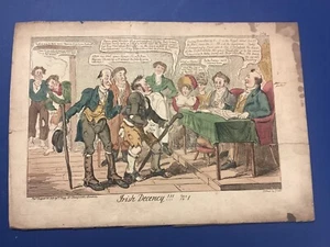 Rare 1819 George Cruikshank Hand Colored Etching "Irish Decency!!! No.1" - Picture 1 of 14