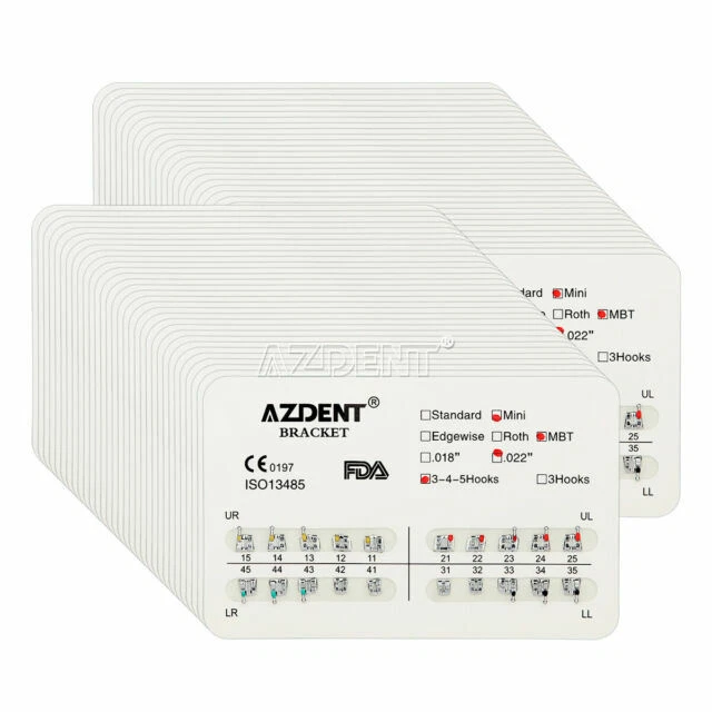 Dental Orthodontic Mini Metal Braces Bracket MBT 022 3 4 5 Hook Azdent 500