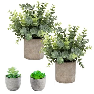 Small Fake Plants Eucalyptus Potted Mini Potted Plants Artificial Eucalyptus ... - Picture 1 of 7