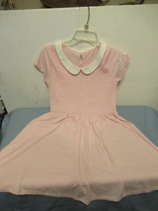 P35 Girls size 14-16 Smocked Front Yoke Pink with White Dress Stranger Things - Picture 1 of 6
