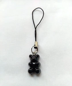 Black Gummy Bear Cell Phone Charm Strap Handmade Car Key Fob Hang Pendant Decor - Zdjęcie 1 z 4