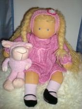 große Puppe 50 cm blond Waldorf-Art Stoffpuppe, Strickkleidung, unbespielt, Doll