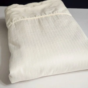 Royal Sateen Ivory Cream Queen Flat Sheet Damask Stripe Egyptian Combed cotton - Picture 1 of 3