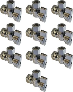 Miiflex 1/4 Turn Stop Water Ball Valve Chrome Brass 1/2" FIP x 3/8" Comp 10 Pack - Picture 1 of 4