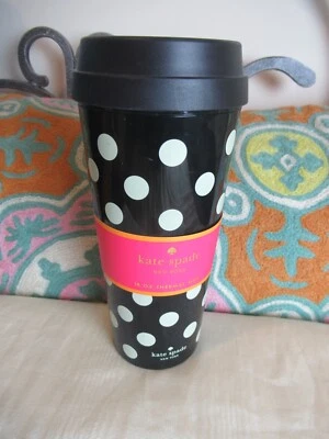 Taza térmica negra a lunares Kate Spade Le Pavilion ⚡ 🎁 NUEVA CON ETIQUETAS Foto 1 de 2