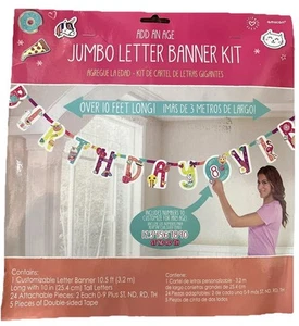 Girl Banner Kit Happy Birthday Party Decorations Numbers Included NEW Emoji - Picture 1 of 3