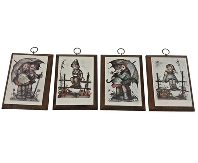 Lote de 4 arte de pared colgante vintage inspirado en Hummel clásico retro raro coleccionable Foto 1 de 4