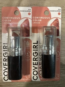 LOT OF 2 COVERGIRL CONTINUOUS COLOR LIPSTICK #010 SUGAR ALMOND - Picture 1 of 1