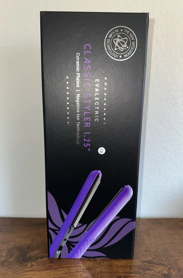 Plancha de iones negativos de placa de cerámica púrpura profundo Evalectric Classic Styler  Foto 1 de 4