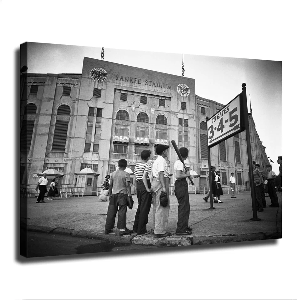 Boys Staring at The Yankees Stadium Posters Canvas Print Wall Art Modern Picture