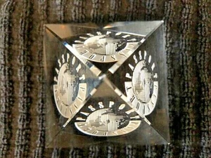!/3 $ Reduction Lucite Pyramid paperweight /sculpture Passport Product - Picture 1 of 4
