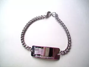 Bracciale ID bandiera patriottica USA - "God Bless America" - tono argento - unisex - Foto 1 di 3