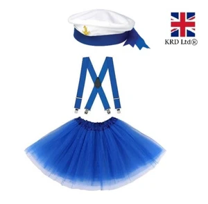 SAILOR FANCY DRESS COSTUME Retro Navy Outfit Kids Ladies Sea Hen Party Dress UK - Picture 1 of 8