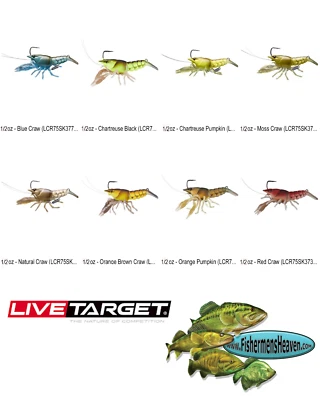 Live Target LIVE Craw Crawfish Crawdad Jig Bait (LCR75SK) 1/2oz Any 8 Colors - Image 1 of 4