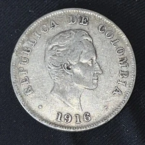 COLOMBIA 1916 50 Centavos Silver Coin B15 - Picture 1 of 2