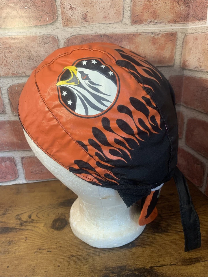 VTG Ride To Live Skull Headwrap Bandanna Sweatband Durag Capsmith Orange Black — 第 1/4 张图片