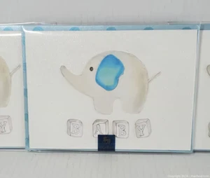 NEW - NIQUEA.D - NEW BABY - BLUE TONES - GREETING CARDS x 3 - Picture 1 of 4
