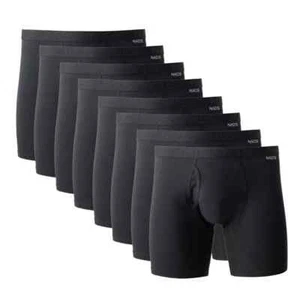 NEW NADS Men's Certified Organic Cotton Boxer Briefs 8 Pack Black Size Large - Picture 1 of 2