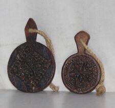 1900s Antique Old Wooden 2Pc Hand Carved Cookies Maker Mould Kitchenware 6637