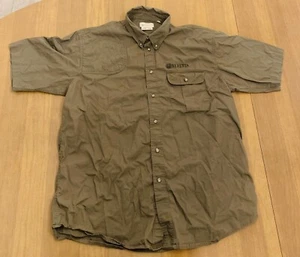 BERETTA Vented Medium Hunting Short Sleeve Shirt Green Padded shoulder Button-Dn - Picture 1 of 5