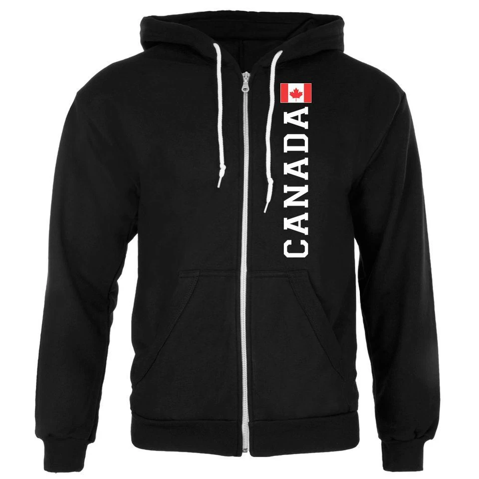 Sudadera con capucha y cremallera completa de la Copa Mundial con bandera de Canadá para hombre Foto 1 de 1